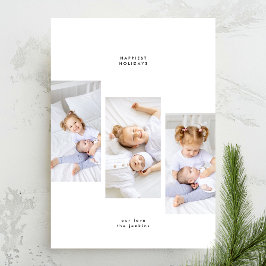 Eenvoudige minimale kerst 3 fotolijsten feestdagenkaart