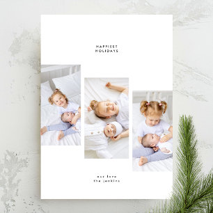 Eenvoudige minimale kerst 3 fotolijsten feestdagenkaart