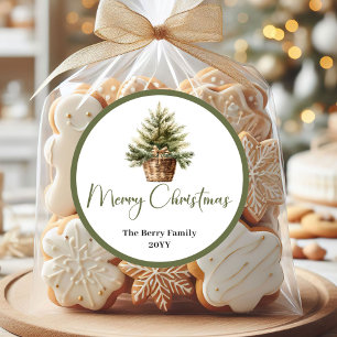 Eenvoudige Minimale Kerst Familienaam Stickers