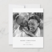 Eenvoudige minimale kerstfoto zwart-wit feestdagenkaart (Voorkant)