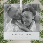 Eenvoudige, minimale kerstfoto zwart-wit glas ornament