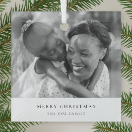 Eenvoudige, minimale kerstfoto zwart-wit glas ornament