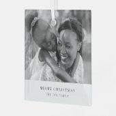 Eenvoudige, minimale kerstfoto zwart-wit glas ornament (Voorkant links)