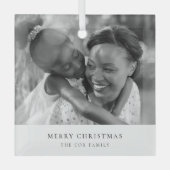 Eenvoudige, minimale kerstfoto zwart-wit glas ornament (Voorkant)