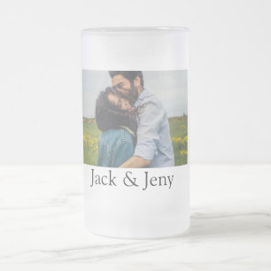 Eenvoudige minimale kleurrijke voeg naam foto teks matglas bierpul