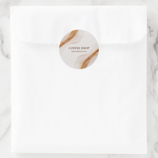 Eenvoudige minimale koffiewinkel ronde sticker (Tas)