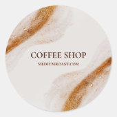 Eenvoudige minimale koffiewinkel ronde sticker (Voorkant)