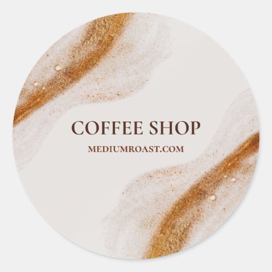 Eenvoudige minimale koffiewinkel ronde sticker (Voorkant)