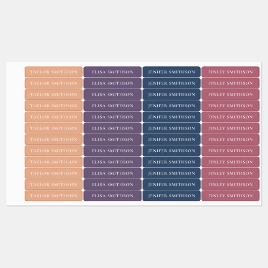 Eenvoudige Minimale Koraal Navyblauwe Meisjesnaam Labels (Vel)