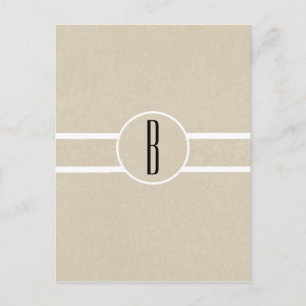 Eenvoudige minimale Kraft rustieke Monogram Flyer  Briefkaart