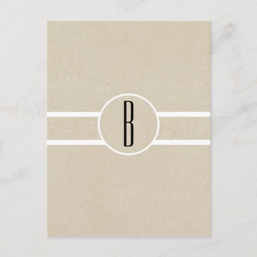 Eenvoudige minimale Kraft rustieke Monogram Flyer  Briefkaart (Voorkant)
