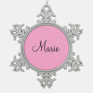 eenvoudige minimale lichtroze voeg je naam meisjes tin sneeuwvlok ornament