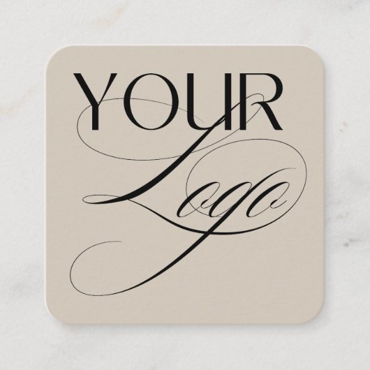 Eenvoudige minimale Logo QR-code Aangepaste tekst Vierkante Visitekaartje (Voorkant)