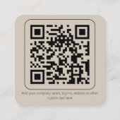 Eenvoudige minimale Logo QR-code Aangepaste tekst Vierkante Visitekaartje (Achterkant)