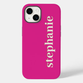 Eenvoudige minimale magenta gepersonaliseerd hot r Case-Mate iPhone 14 hoesje