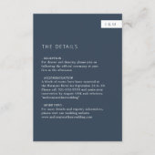 Eenvoudige minimale marine blauw monogram bruiloft informatiekaartje (Voorkant)