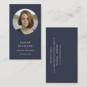 Eenvoudige minimale marine blauw professionele aan visitekaartje (Voorkant / Achterkant)