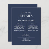 Eenvoudige minimale 'marine' Ecru Wedding Details  Informatiekaartje (Voorkant / Achterkant)