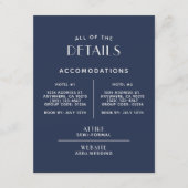 Eenvoudige minimale 'marine' Ecru Wedding Details  Informatiekaartje (Voorkant)