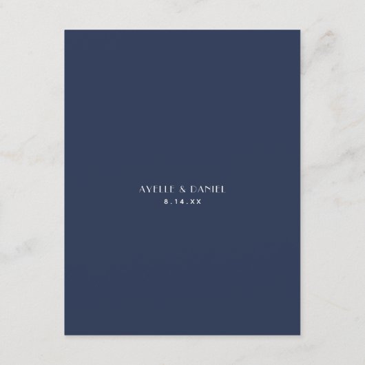 Eenvoudige minimale 'marine' Ecru Wedding Details  Informatiekaartje (Achterkant)