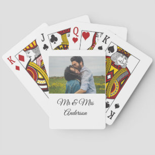 Eenvoudige minimale meneer en mevrouw voeg je naam pokerkaarten
