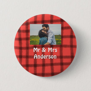 Eenvoudige minimale meneer en mevrouw voeg je naam ronde button 5,7 cm
