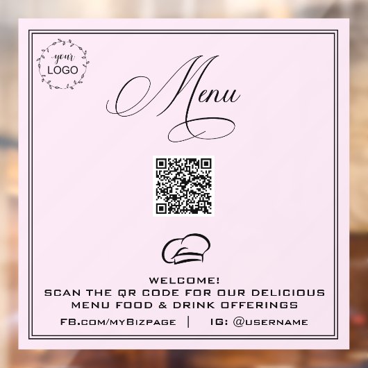 *~* Eenvoudige minimale MENU QR Pastel Windows Cli Raamsticker (Vel 2)