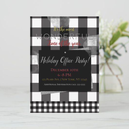 Eenvoudige minimale minimale feestdag in zwart-wit kaart (Staand voorkant)