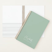 Eenvoudige minimale mintgroene kalligrafie scriptn notitieboek (Binnen)