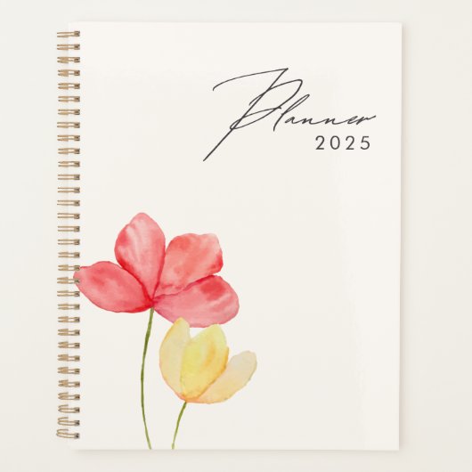 Eenvoudige minimale moderne bloemenplanner 2025 planner (Voorkant)