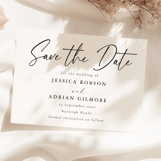 Eenvoudige minimale moderne bruiloft save the date