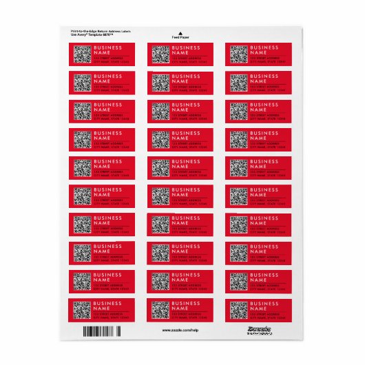 Eenvoudige minimale moderne rood zwart wit Web QR- Etiket (Full Sheet)