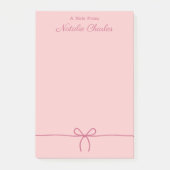 Eenvoudige Minimale Moderne Roze Strik Trend Post-it® Notes (Voorkant)