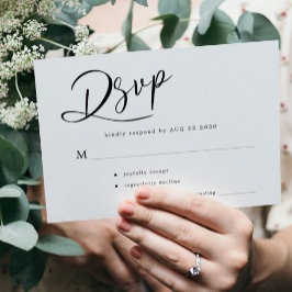 Eenvoudige, minimale, moderne scriptbruiloft RSVP kaartje