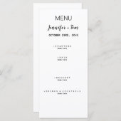 eenvoudige, minimale, moderne trouwmenukaart menu (Voorkant / Achterkant)