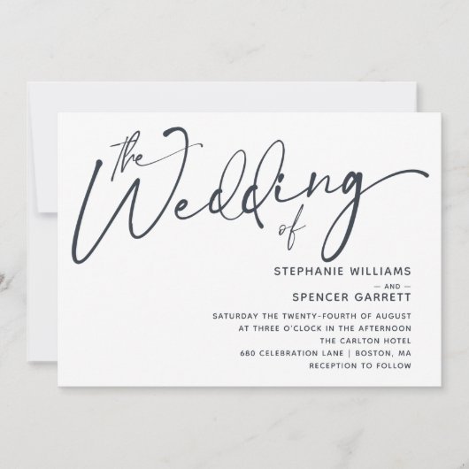 Eenvoudige, minimale, moderne uitnodiging voor wed (Voorkant)