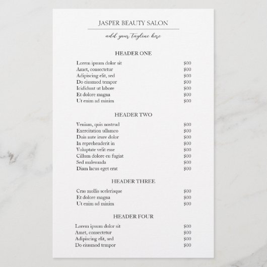 Eenvoudige minimale moderne zakelijke prijslijst flyer (Voorkant)