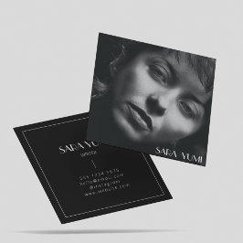 Eenvoudige minimale moderne zwart-wit foto vierkante visitekaartje