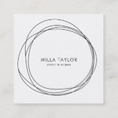 Eenvoudige, minimale, moderne, zwarte en witte cir vierkante visitekaartje (Voorkant)
