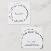 Eenvoudige, minimale, moderne, zwarte en witte cir vierkante visitekaartje (Voorkant / Achterkant)