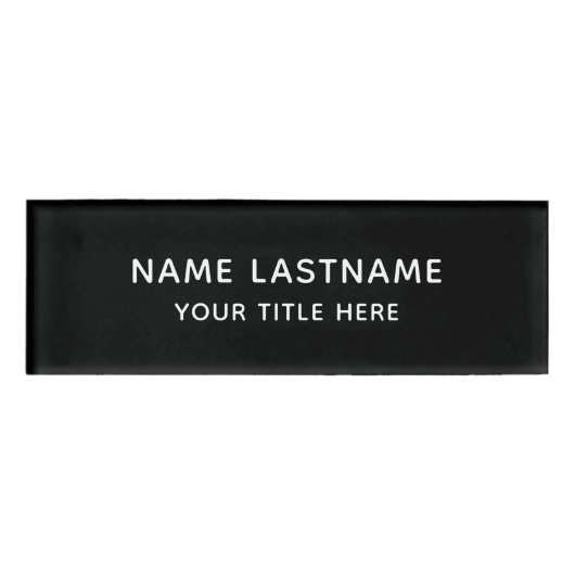 Eenvoudige, minimale, moderne zwarte titel naambadge (Voorkant)