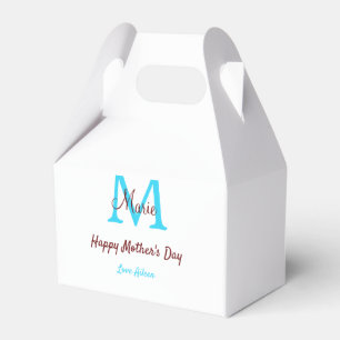 Eenvoudige Minimale moederdag Blauw Monogram Roze Bedankdoosjes