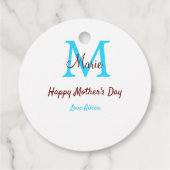 Eenvoudige Minimale moederdag Blauw Monogram Roze  Bedankjes Labels (Achterkant)
