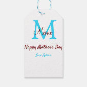 Eenvoudige Minimale moederdag Blauw Monogram Roze  Cadeaulabel (Achterkant)