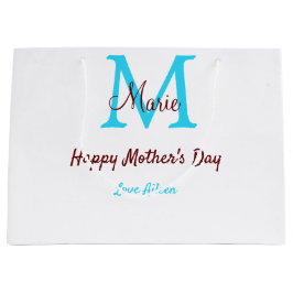 Eenvoudige Minimale moederdag Blauw Monogram Roze  Groot Cadeauzakje