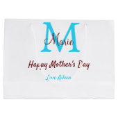 Eenvoudige Minimale moederdag Blauw Monogram Roze  Groot Cadeauzakje (Achterkant)