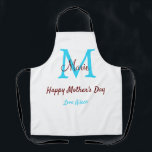 Eenvoudige Minimale moederdag Blauw Monogram Roze  Schort<br><div class="desc">mooi design</div>