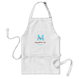 Eenvoudige Minimale moederdag Blauw Monogram Roze  Standaard Schort