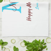 Eenvoudige Minimale moederdag Blauw Monogram Roze  Theedoek (Gevouwen)