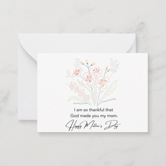 Eenvoudige minimale Moederdag-bloktekening Notitiekaartje (Voorkant)